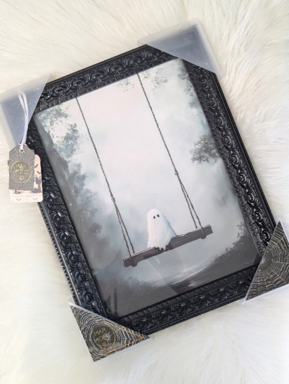 Marmont Hill Black Ornate Framed Ghost Swing Wall Art Halloween Decor 👻